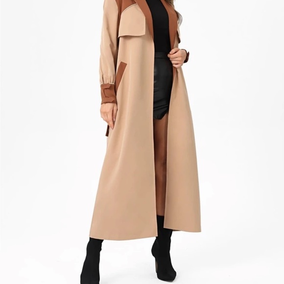SHEIN X VALERIA GÓMEZ Two Tone Belted Trench Coat - Picture 6 of 12